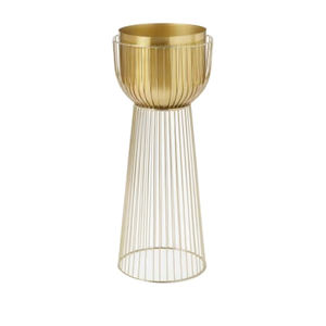 Maceta de flores de Metal de estilo único, acabado dorado con soporte para el hogar, macetas de Hotel, macetas decorativas hechas a mano - Product Image 1