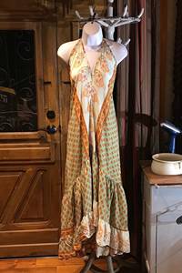 เดรสแม็กซี่สไตล์โบฮีเมียนออกแบบได้ตามต้องการดีไซน์ใหม่โบฮีเมียนฮิปปี้ธรรมชาติเซ็กซี่เปิดหลังมีระบายสายคล้องคอทองานชายหาดแสนหวาน - Product Image 3