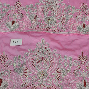 Último nuevo estilo indio mujeres ODM adultos apoyo africano Headtie Rajgadhia exportaciones 561 con cuentas George Wrapper África tela seda - Product Image 5