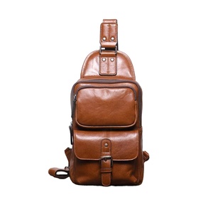Genuine Leather Vintage <b>Chest</b> Bag Fashion Crossbody <b>Small</b> Messenger Men Cross Sling Bag Customizable Color Logo High Quality - Product Image 1