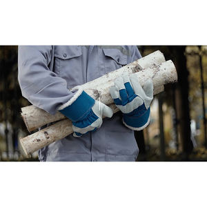 ถุงมือทำงานหนังแพะ/หนังแกะสำหรับฤดูหนาว ขายส่ง รับทำโลโก้ ซับในผ้าฝ้าย มาตรฐานความปลอดภัย CE ป้องกันการลื่น - Product Image 3