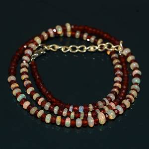 Collar de Cuentas de Ópalo Etíope, Ópalo de Fuego de Welo, Granate, Cuentas Redondas Facetadas Lisas, Collar de Joyería - Product Image 6