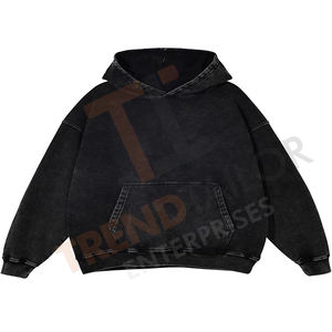 Sweat-shirts à capuche pour hommes en coton lourd, personnalisables avec un lavage à l'acide et une impression, taille plus, pull-over de luxe, sweat-shirt vierge pour hommes - Product Image 4