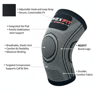 RexFit Sports Custom Logo <b>Knee</b> <b>Wraps</b> and <b>Knee</b> Sleeves for Weightlifting, Squat, Cross Training Fitness - Product Image 5