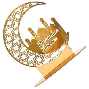 <b>Mirror</b> Acrylic Ramadan Kareem Moon Mosque Table Decor Islamic Eid Mubarak Desktop Plaque Ornament Home Business - Product Image 1
