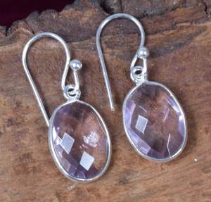 Boucles d'oreilles en améthyste taillée, argent sterling 925, bijoux en pierres précieuses faits à la main, cadeau pour femme, pierre de naissance de février - Product Image 2