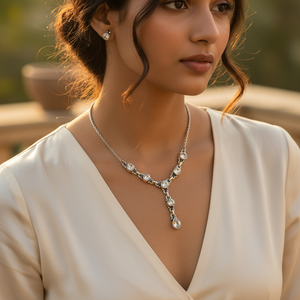 "925 Silver <b>Crystal</b> Necklace for Women's Daily Wear" - Product Image 3