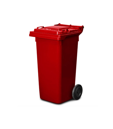 120 liter red color plastic waste bin mobile collection wheel