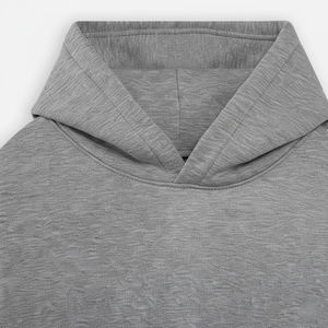 2026 Hotselling Custom Logo <b>Men's</b> Heavyweight Solid <b>Grey</b> Winter Anti-Pilling 100% Cotton Lined Oversized Pullover Hoodie - Product Image 3