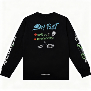 T-Shirt da <span class=keywords><strong>Uomo</strong></span> Personalizzabile in 100% Cotone, Manica Lunga, Stampa DTG, 250 Grammi, Stile Autunnale Urbano - Product Image 3