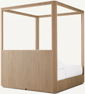 Cama de Roble con Diseño Moderno y Tamaño Personalizable, con Cabecero Alto y Dosel Byron para Dormitorio - Product Image 5