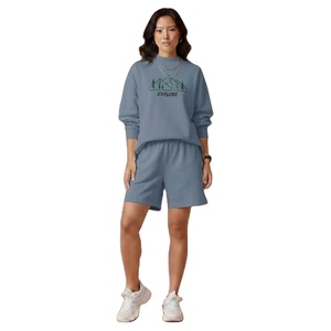 Conjunto de Invierno para Mujer, Sudadera de Forro Polar con Cuello Alto, Manga Larga y Pantalones Cortos por Encima de la Rodilla, Corte Holgado y Ecológico - Product Image 1