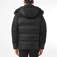 Dernière collection hiver : Doudoune unisexe à col montant et capuche, avec logo antibactérien sur le devant, motif uni et teinture unie