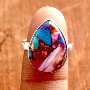 Cobre ostra turquesa 925 plata esterlina Boho declaración regalo anillo hecho a mano boda promesa anillo para mujeres para fiestas - Product Image 2