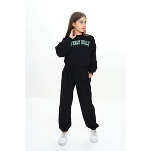 Ensemble de survêtement imprimé à col rond en tissu à deux cordes pour fille - Product Image 5