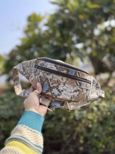 Ceinture de poche en cuir véritable à imprimé serpent, sac à main tendance pour les voyages, nouveau design python, facile à transporter, ceinture à argent multi-usages - Product Image 3