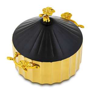 Pot en métal fini noir et or Casserole décorative de qualité supérieure Taille personnalisée Fantaisie Nouveau chauffe-plats en métal - Product Image 4