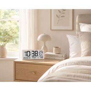 Reloj de Pared y Escritorio LCD Grande con Termómetro, Higrómetro y Calendario-Diwu D8303-W - Product Image 3
