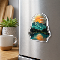 Aimants de réfrigérateur en acrylique personnalisés avec des motifs imprimés en UV et des formes découpées au laser