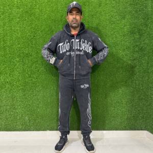 Survêtement en coton 100% uni à capuche, élastique, ajusté, décontracté, tendance, pour adultes, jogging - Product Image 1