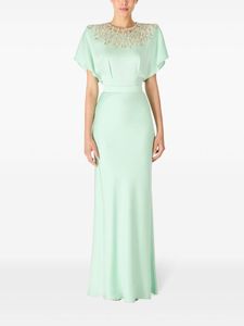 Robe à col rond avec trou de clé au dos robe longue pour robe de soirée manches courtes pour la soirée - Product Image 6