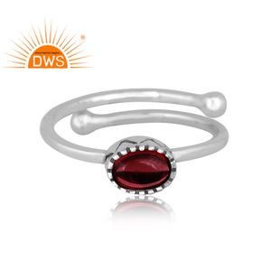 Anillo apilable de plata de ley fina hecho a mano con granate natural, joyería personalizada para mujer, regalo para ella, más vendido. - Product Image 2