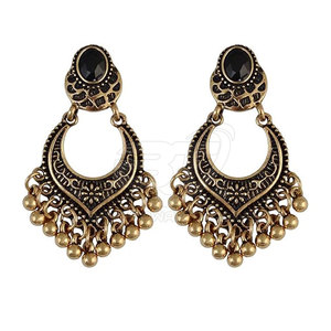 Boucles d'oreilles élégantes en perles pendantes pour femmes, bijoux de fête, boucles d'oreilles de luxe pour femmes, aspect diamant, à porter pour les fêtes - Product Image 1