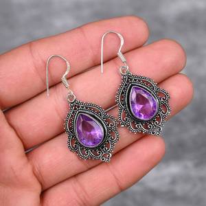 <b>Amethyst</b> <b>Earrings</b> 925 Sterling Silver Handmade Gemstone <b>Earrings</b> Jewelry Gift For Her Mother Elegant <b>Amethyst</b> Jewelry - Product Image 3
