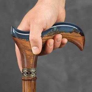 ACCESSOIRES BÂTON DE MARCHE EN RÉSINE DE BOIS CONFORTABLE ANTIDÉRAPANT avec poignée multiforme pour la réadaptation des personnes âgées - Product Image 4