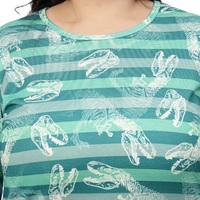 T-shirt décontracté en jersey de coton respirant pour femme, imprimé intégral, manches longues, design classique, logo, grandes tailles