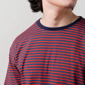 Camiseta personalizada a rayas con cuello redondo simple, textura alta, ajuste holgado, camisa de manga larga para hombre, camisetas para hombre - Product Image 2
