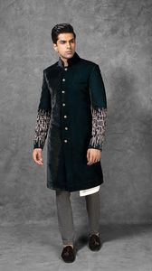 DESIGNER BEAUTIFUL GROOM SHERWANI,KURTA & <b>PANT</b> DRESS WITH EMBELLISHED CRYSTAL GLASS BEADS,STONE,DABKA WORK for WEDDING=2024 - Product Image 2