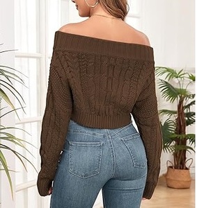 Suéter acanalado superior recortado de calidad superior para mujer Otoño Invierno tejido mujer suéteres cortos de punto suéter transpirable al por mayor - Product Image 5