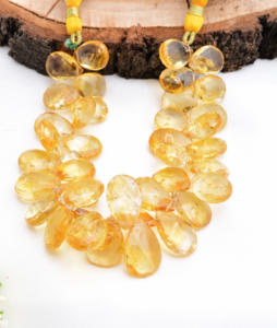 ลูกปัดซิทรินทรงหยดน้ำเจียระไนขนาด 8 นิ้ว l ลูกปัดซิทรินทรงหยดน้ำเจียระไนจากธรรมชาติสำหรับทำเครื่องประดับอัญมณีชั้นดี - Product Image 2