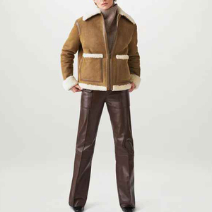 Meilleure veste en fourrure de peau de mouton véritable pour femme première couche avec col respirant en fourrure - Product Image 2