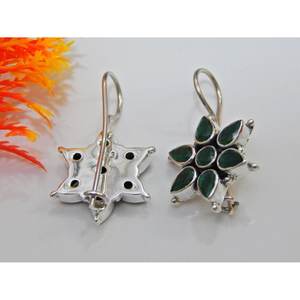 Boucles d'oreilles en argent sterling 925 faites à la main en onyx vert floral bijoux de mariage vert naturel avec or cadeau parfait pour elle - Product Image 5