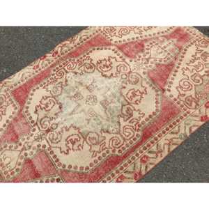 4.2x7.2 ft Vintage Rug, <b>Red</b> Animal Print Turkish <b>Wool</b> Rug - Product Image 5