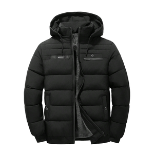 Veste matelassée pour homme chaude d'hiver avec doublure en polaire épaisse à capuche imperméable coupe-vent - Product Image 1