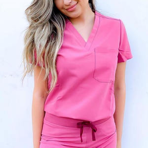 Uniformes de Hospital Elásticos Transpirables Antiarrugas, Conjuntos de Uniformes Médicos de Secado Rápido con Pantalones Deportivos de Manga Corta para Mujer - Product Image 1