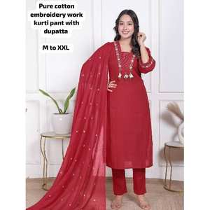 Ensemble de salwar kameez tendance pour femmes en coton avec broderie, salwar kameez indien pakistanais tendance pour mariage et festival - Product Image 1