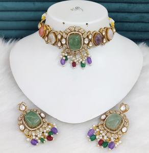 Conjunto de Collar Gargantilla Polki de Latón y Moissanita, Ideal para Bodas, Ocasiones Festivas, Uso en Fiestas, Colores de Primera Calidad Disponibles - Product Image 6