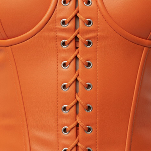 Women Orange Leather <b>Corset</b> Top Bustier Waist Trainer <b>Shapers</b> Daily OEM Factory Custom Logo Design Fashion Lingerie Wholesale - Product Image 5