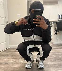 Chaqueta de nailon con cremallera y solapa con logotipo personalizado OEM para hombre, Top y pantalones de chándal acampanados, conjuntos de dos piezas, chándal cortavientos, conjunto de pantalones para correr - Product Image 4