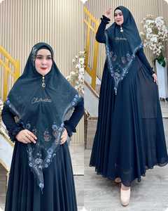 Alzena Blooming Aurora Outfit pour Muslimah Indonesia Premium Satin Magnifiquement Brodé Écharpe Mouvement Doux Impression Formelle - Product Image 6