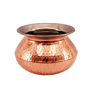 Bulk Dispatch Steel Copper Handi with Serving Punjabi & Rajasthani Hammered Design for Hot Biryani Curry Food Dishes Serveware - Product Image 1