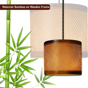 Lustre en bambou exquis construit à partir de matériaux naturels durables offrant une lumière décorative unique - Product Image 6