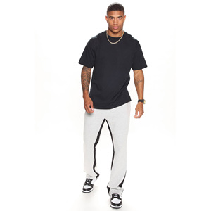 Pantalones de chándal acampanados para hombre, personalizados, de pierna ancha, holgados, de cintura media, de pierna recta, de algodón, con cordón, de peso medio, sueltos, informales, transpirables - Product Image 4