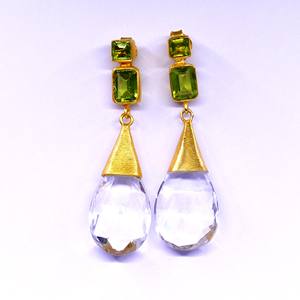 ชุดต่างหูคริสตัลสำหรับงานแต่งงานอัญมณีเพอริโดสชุบทอง925เงินสเตอร์ลิงขายส่ง - Product Image 2