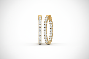 Women's 14K <b>Gold</b> & Natural Brilliant Two CTTW Diamond Inside-Out Side <b>Hoop</b> <b>Earrings</b> - Product Image 3