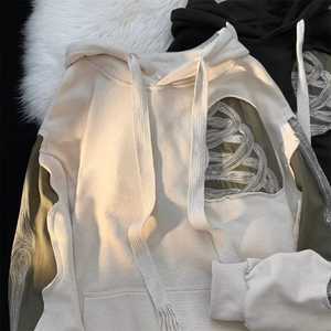 เสื้อมีฮู้ดสำหรับผู้ชายทุกเพศรุ่นพร้อมแผ่นปะปักลายเสื้อสวมหัวโอเวอร์ไซส์ผ้าย้อมสีพื้นสำหรับฤดูหนาว - Product Image 6